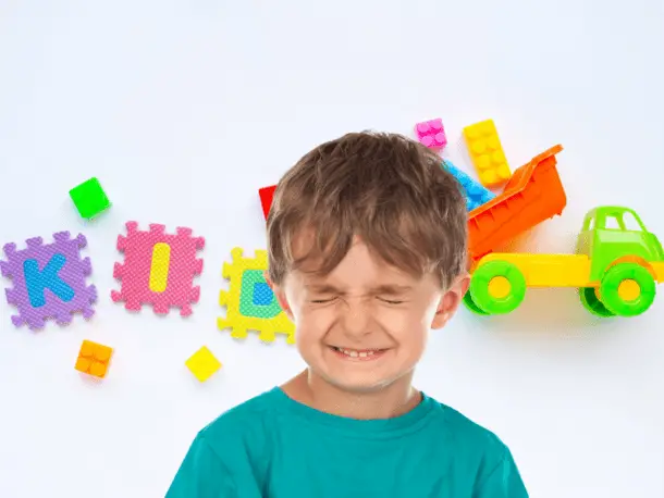 Person with autism avoiding direct eye contact by closing eyes